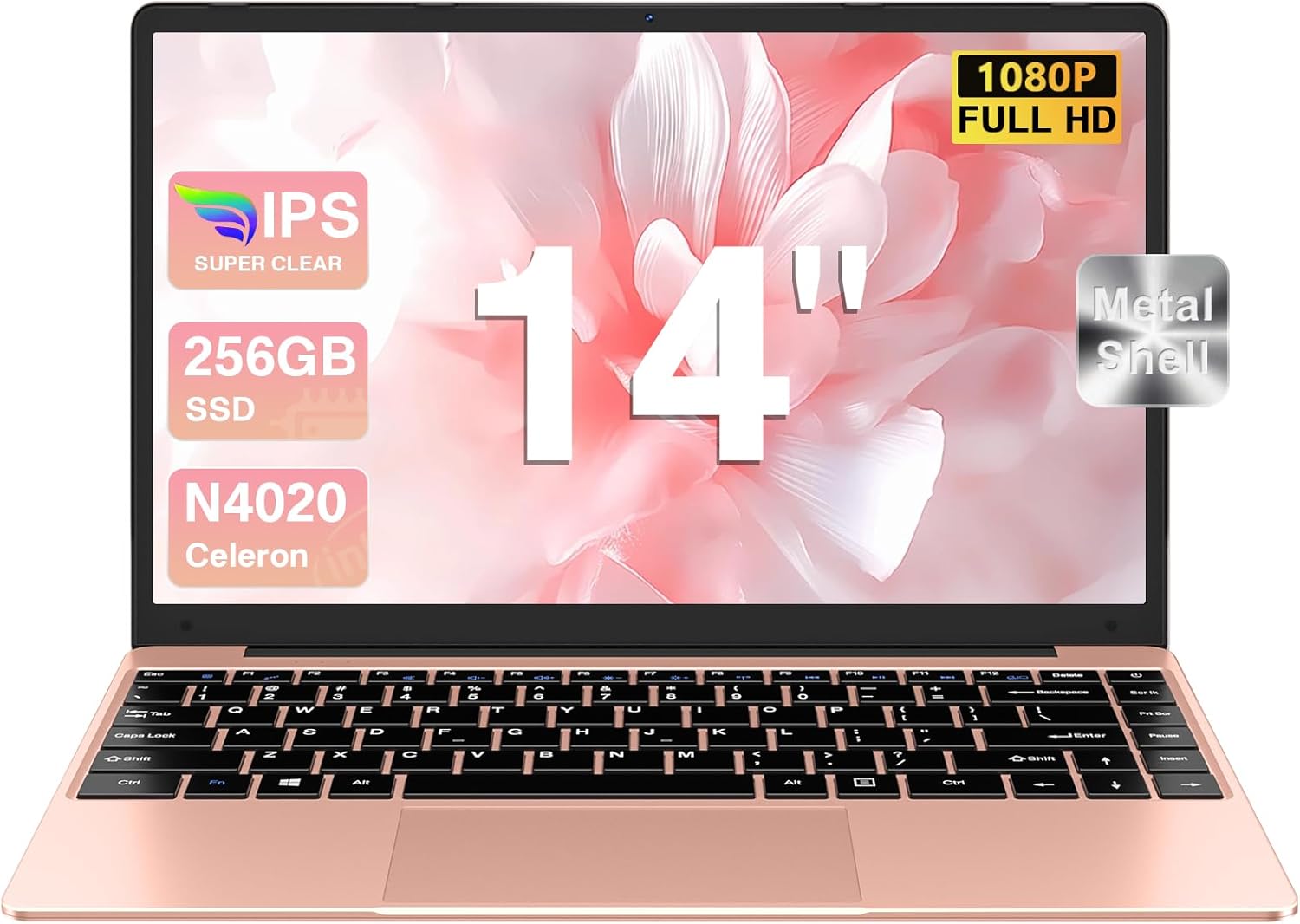 Ordenador Portátil 14 Pulgadas Celeron hasta 2,8 GHz 6 GB RAM 256 GB SSD Ampliable a 1TB con Ratón Inalámbrico Windows Diseño Ligero Color Oro Rosa-Casagoloft