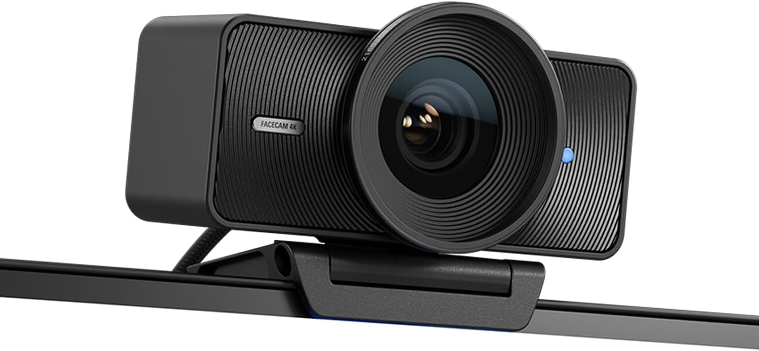 Elgato Facecam 4K webcam profesional 4K60 HDR calidad tipo DSLR lente compatible 49mm vídeo sin compresión conexión USB-C para streaming videollamadas y creación de contenido en PC y Mac-Casagoloft