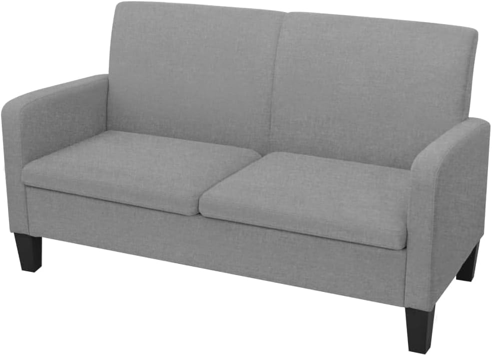 vidaXL sofá de 2 plazas tapizado en tela 135x65x76 cm color gris claro diseño compacto moderno para sala de estar dormitorio y oficina-Casagoloft