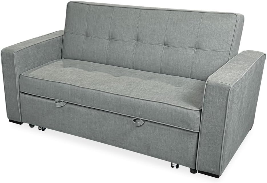Somnia Descanso Volga sofá cama de 2 plazas diseño moderno con reposabrazos convertible funcional 167 x 90 x 96,5 cm color gris ideal para salón y uso multifunción-Casagoloft