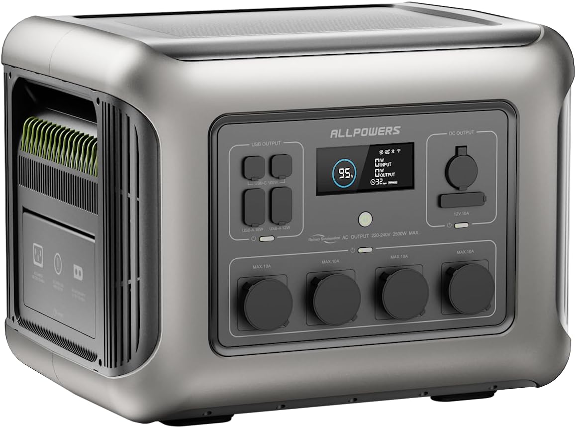 ALLPOWERS R2500 estación de energía portátil batería LiFePO4 potencia 2500W pico 4000W ampliable con función SAI carga rápida de 0 a 100 en 1 hora 4 salidas AC para camping hogar y emergencias-Casagoloft