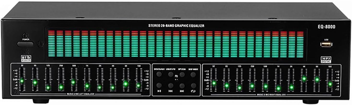 Ecualizador gráfico estéreo digital profesional de 31 bandas con control remoto cable de audio dedicado 12 patrones rítmicos para estudio de grabación escenario DJ y sistemas de sonido avanzados-Casagoloft