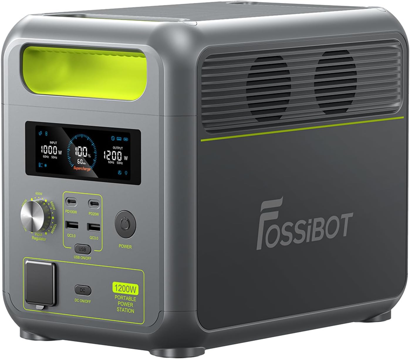 FOSSiBOT F1200 estación de energía portátil 1024Wh batería LiFePO4 con 2 salidas AC de 1200W Power Lifting 2400W puerto USB-C de 100W carga rápida del 0 al 80 en 49 minutos para hogar caravanas y acampada-Casagoloft