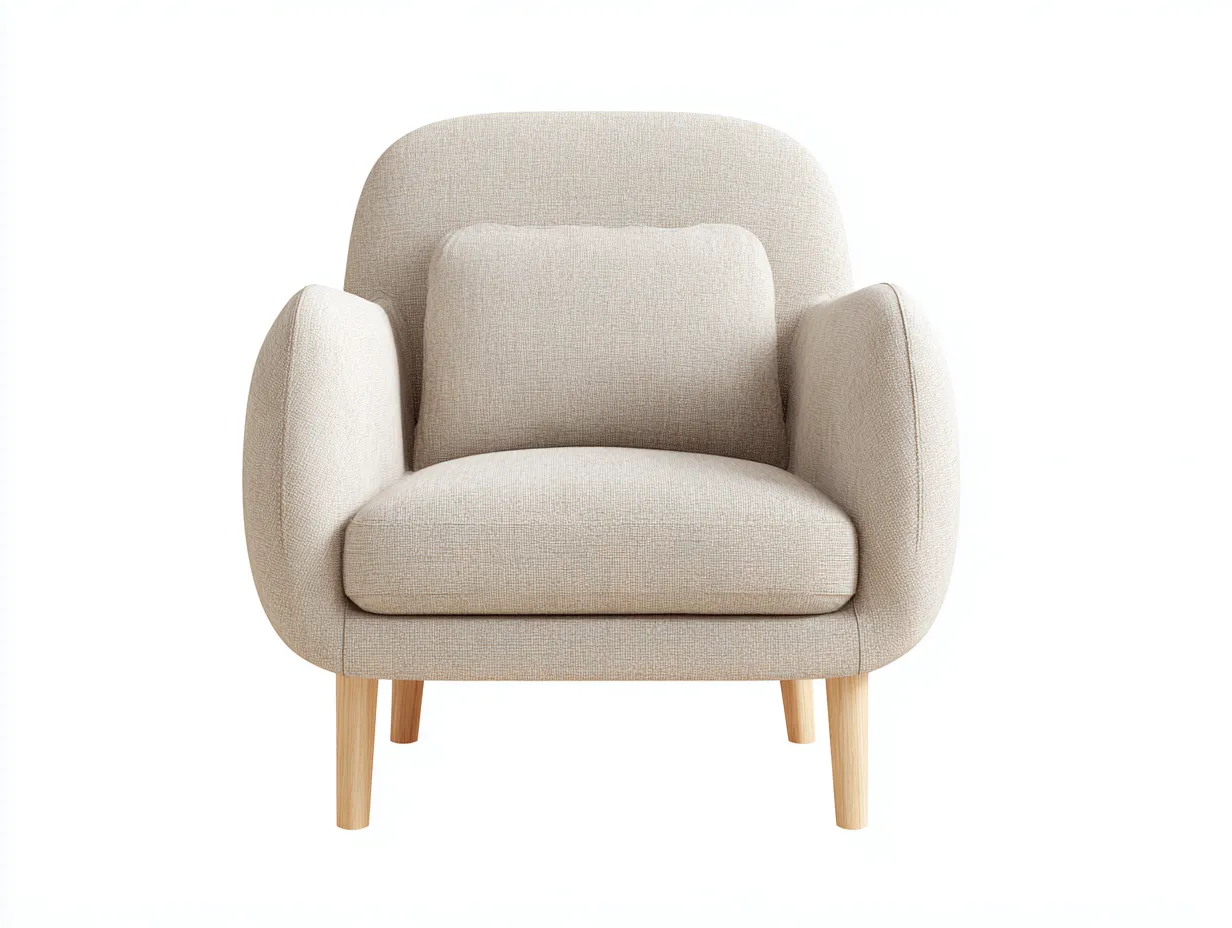 Sillón de tela moderno 80x78x85 cm - beige - asiento acolchado - patas de madera-Casagoloft