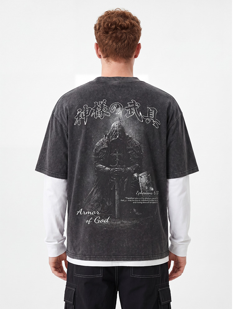 Armor Of God Anime Christian Washed T-Shirt