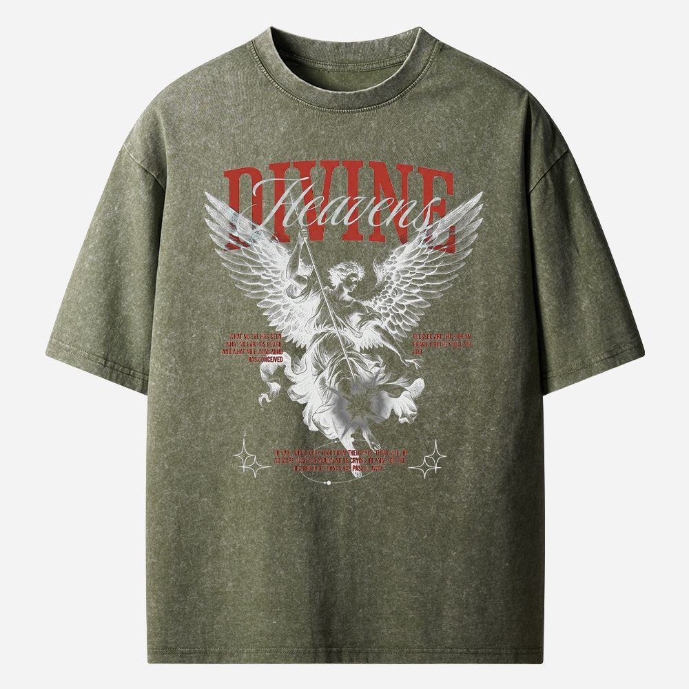 Divine Heaven Angel Christian Washed T-Shirt