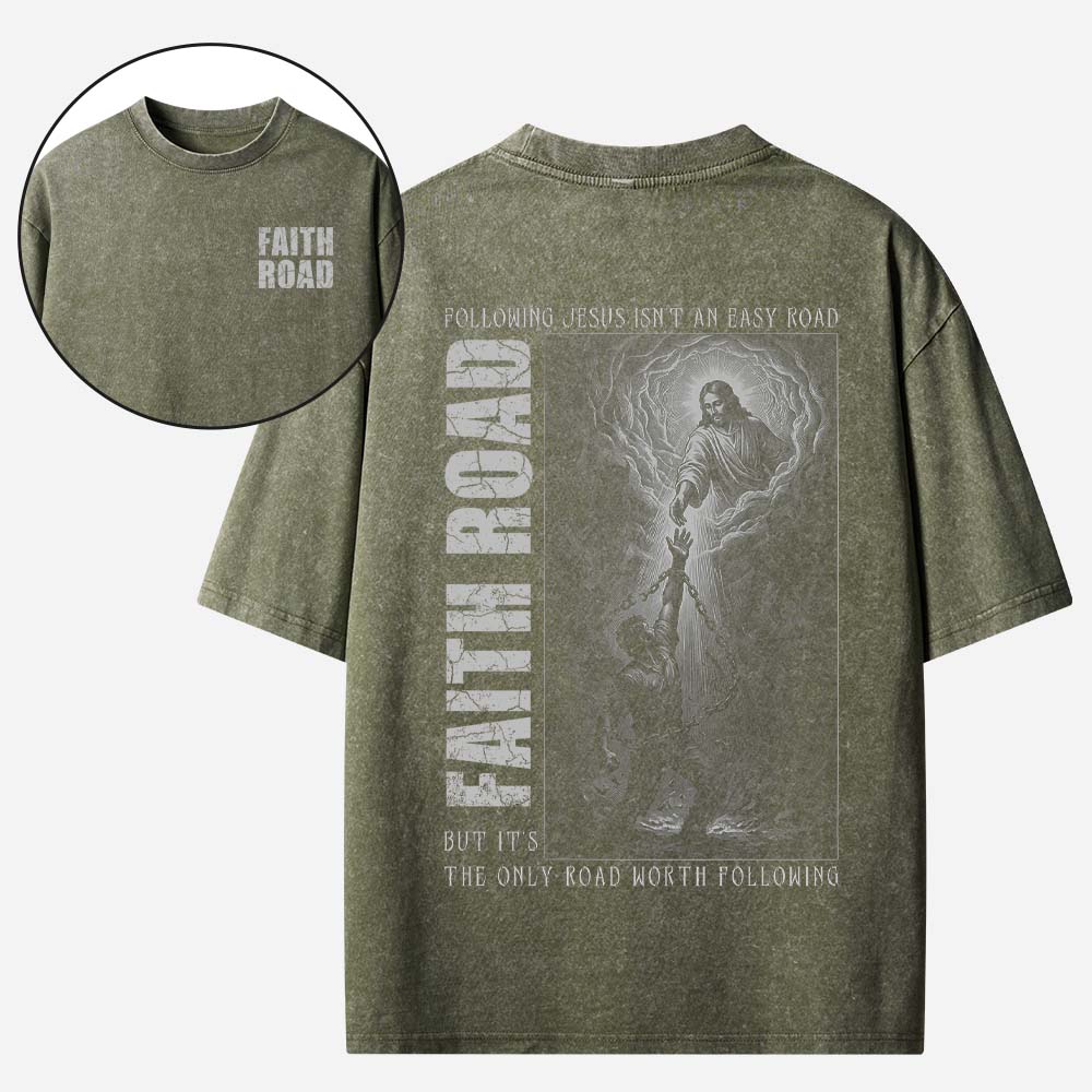 Faith Road Christian Washed T-Shirt