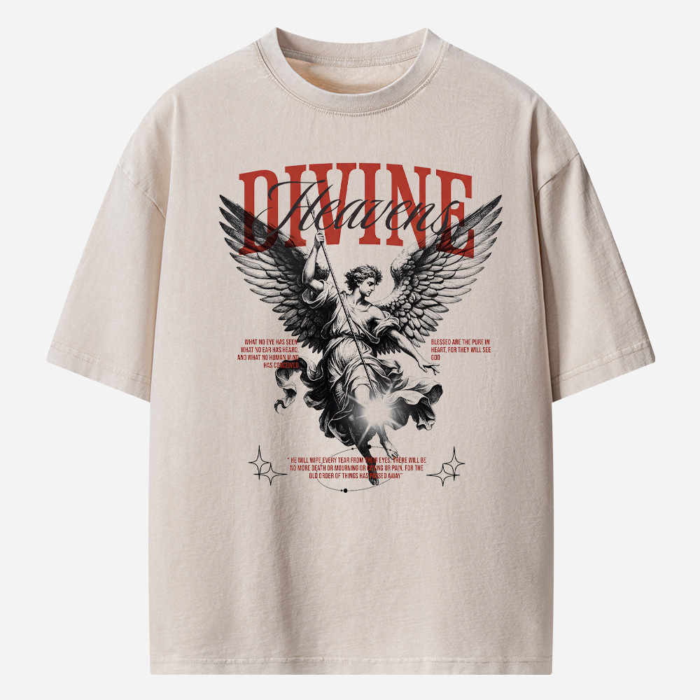 Divine Heaven Angel Christian Washed T-Shirt