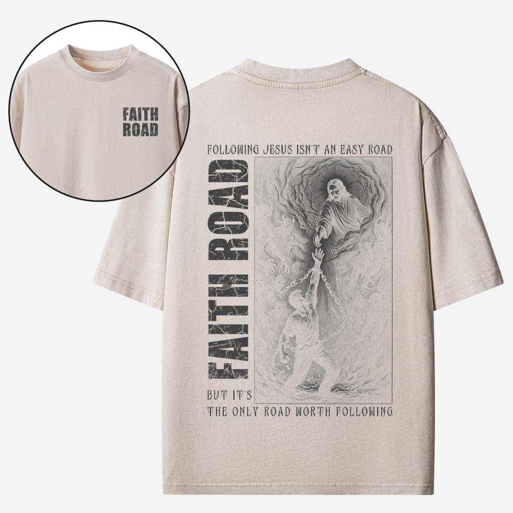 Faith Road Christian Washed T-Shirt