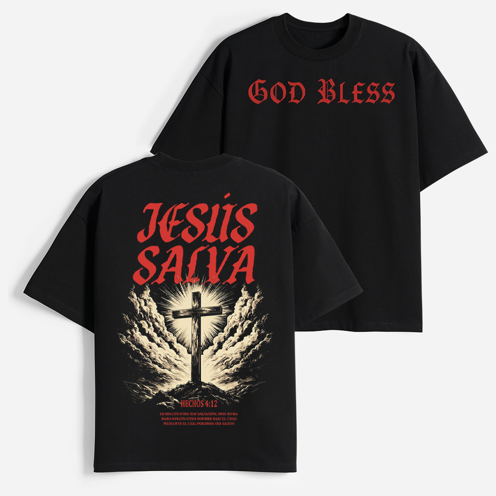 Jesus Salva Christian Heavy Elbow-Sleeve T-Shirt