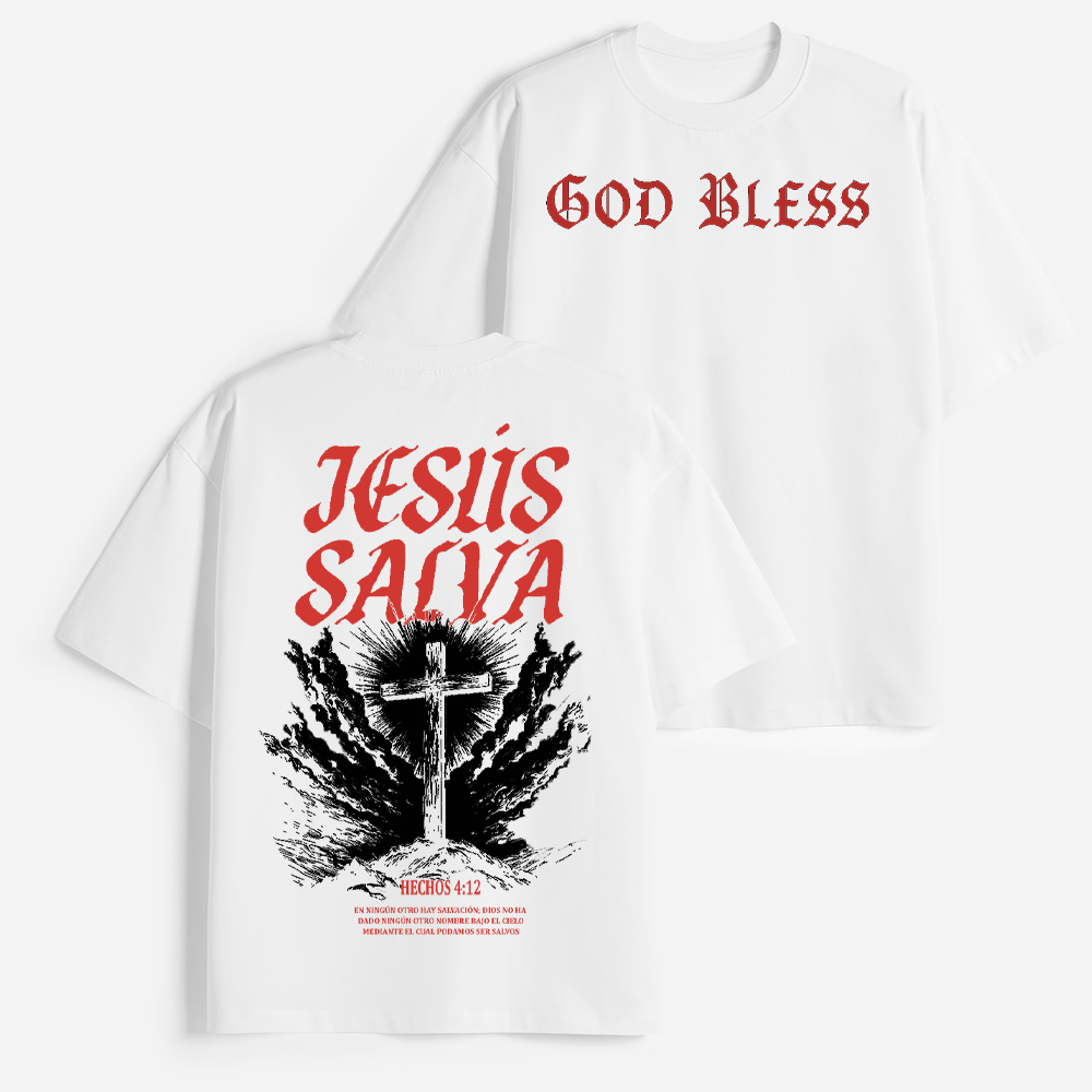 Jesus Salva Christian Heavy Elbow-Sleeve T-Shirt