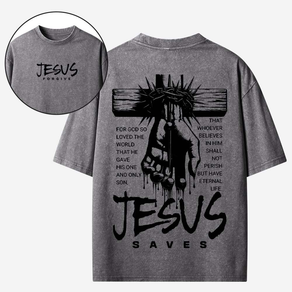 Jesus Forgive Christian Washed T-Shirt