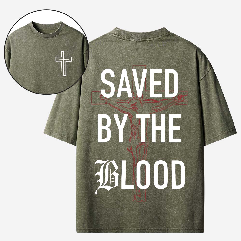 Saved by The Blood Christian Washed T-Shirt
