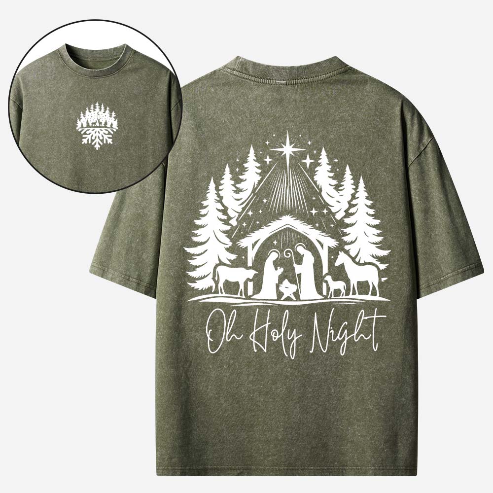 Oh Holy Night Christian Washed T-Shirt