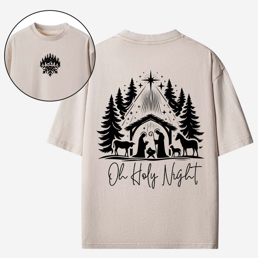 Oh Holy Night Christian Washed T-Shirt