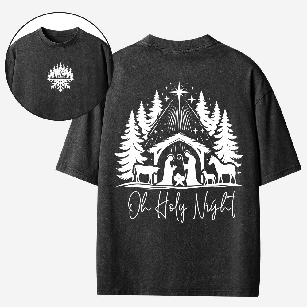 Oh Holy Night Christian Washed T-Shirt