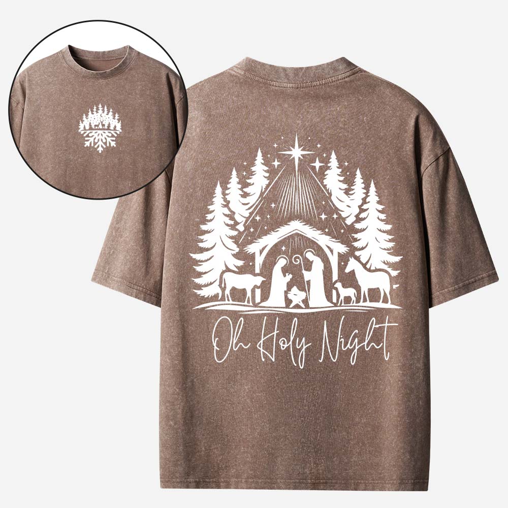 Oh Holy Night Christian Washed T-Shirt
