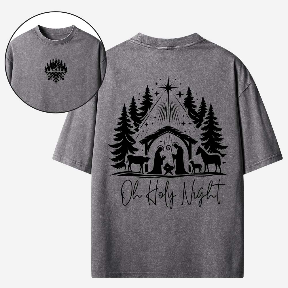 Oh Holy Night Christian Washed T-Shirt