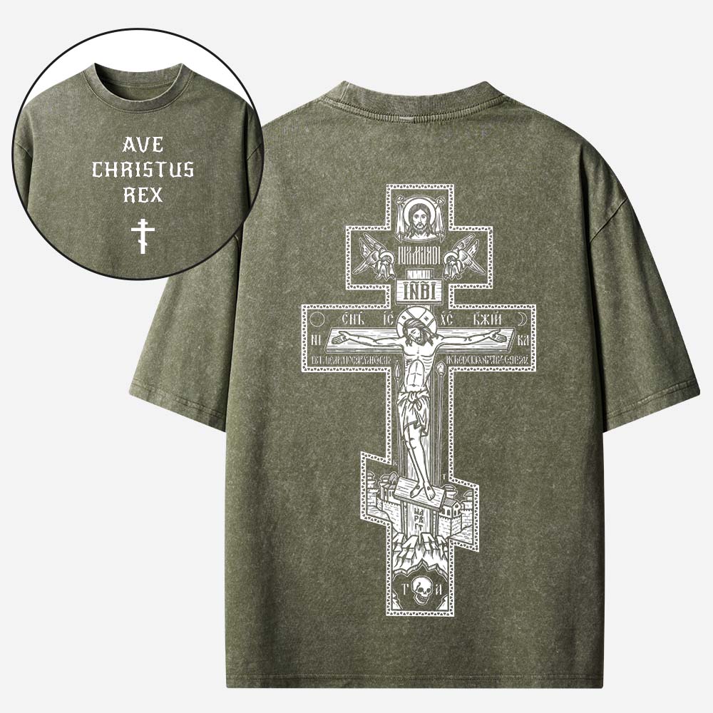 Ave Christus Rex Christian Washed T-Shirt