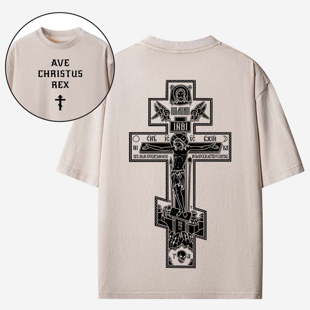 Ave Christus Rex Christian Washed T-Shirt