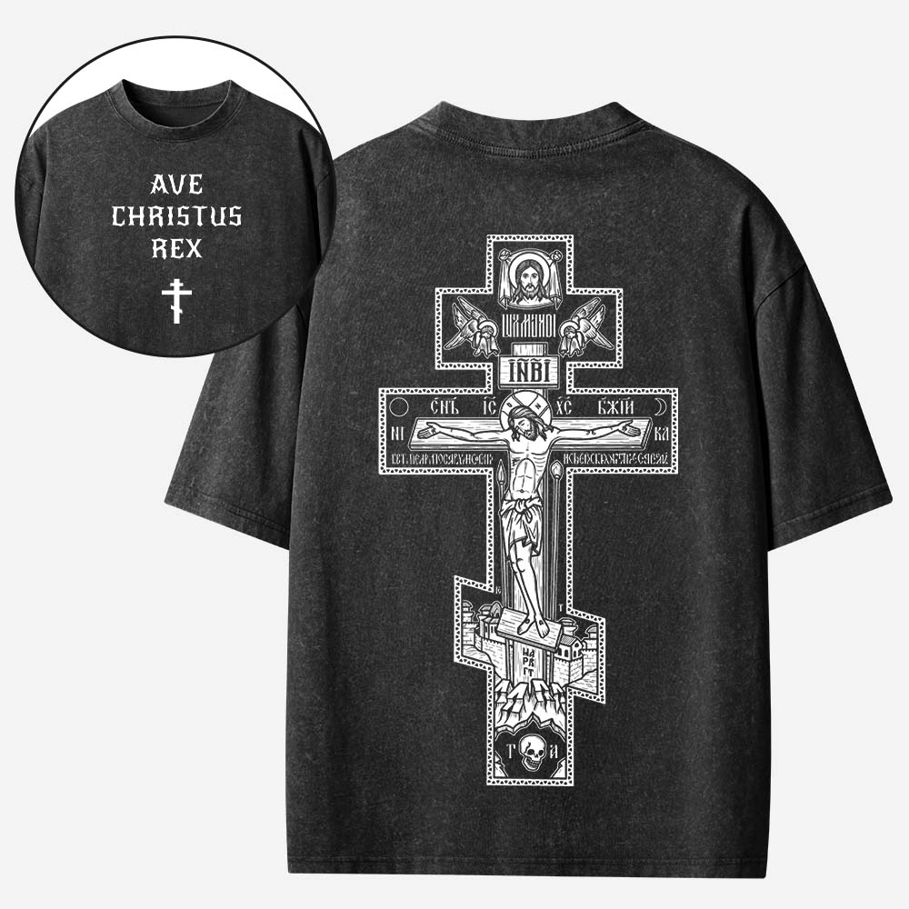Ave Christus Rex Christian Washed T-Shirt