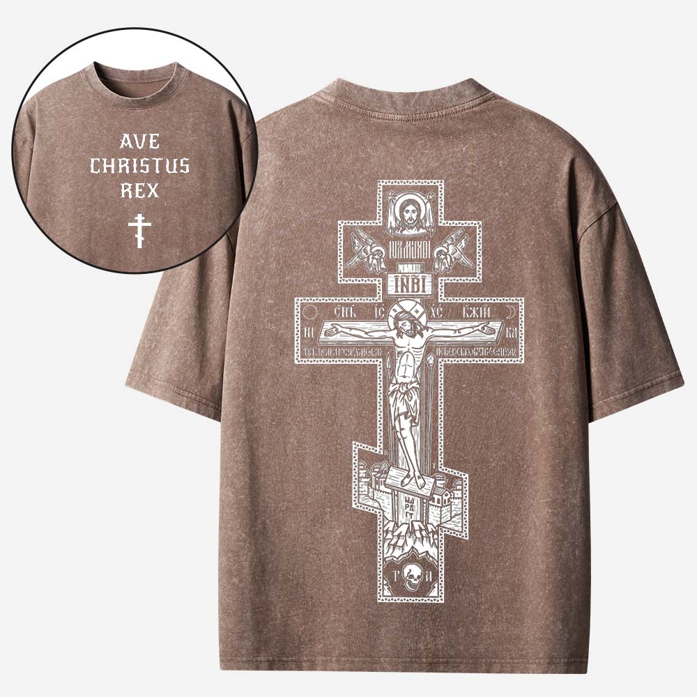 Ave Christus Rex Christian Washed T-Shirt