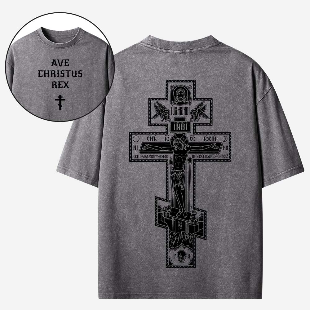 Ave Christus Rex Christian Washed T-Shirt