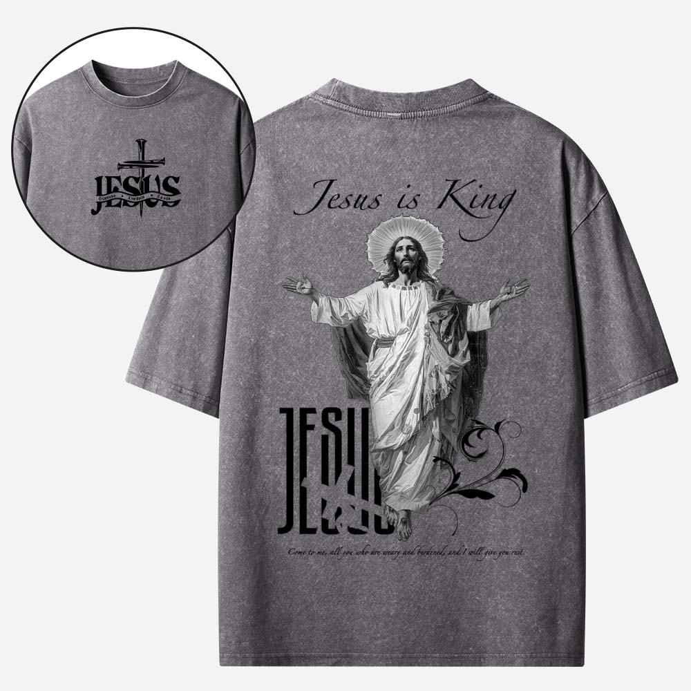 Jesus is King Christian Washed T-Shirt