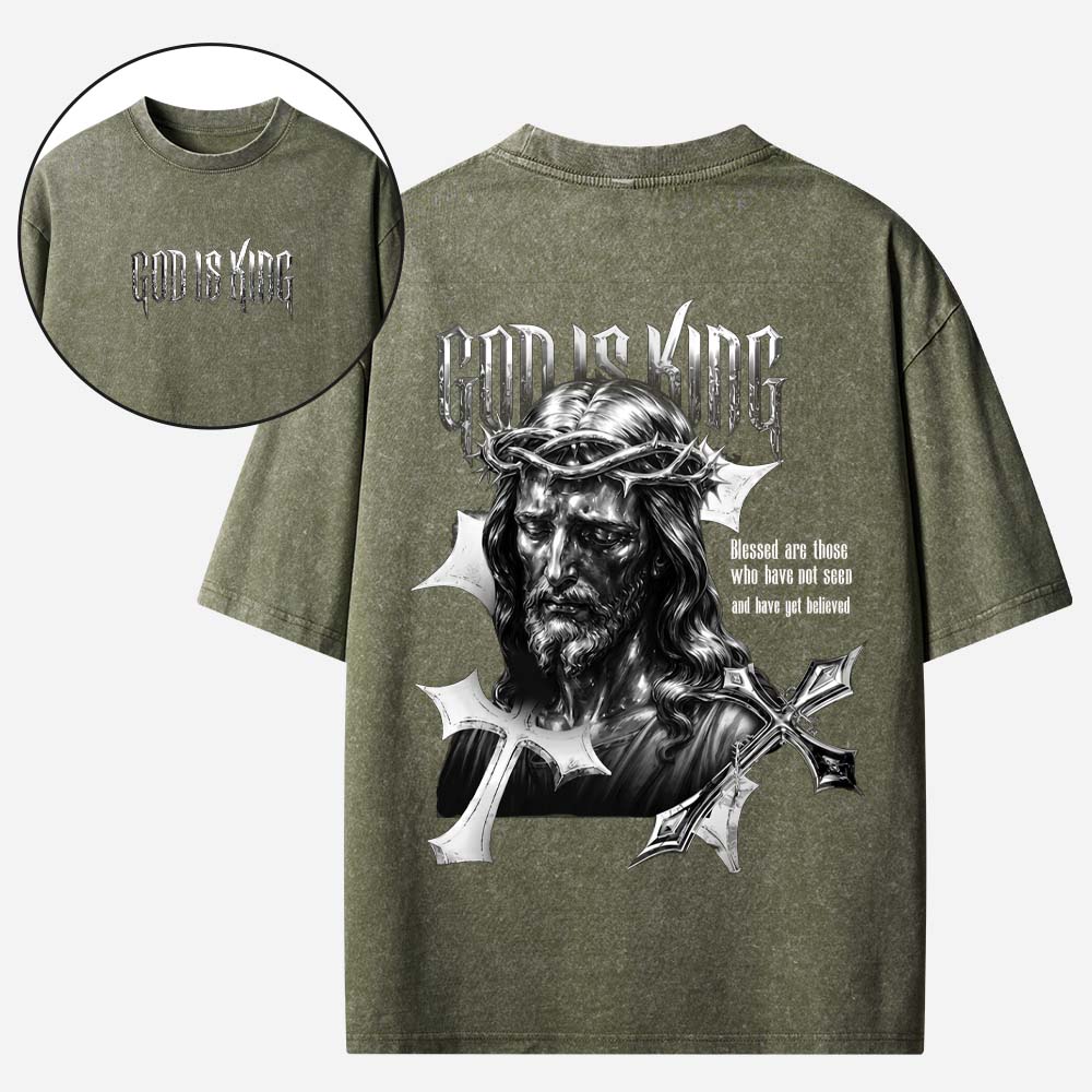 God is King Christian Washed T-Shirt