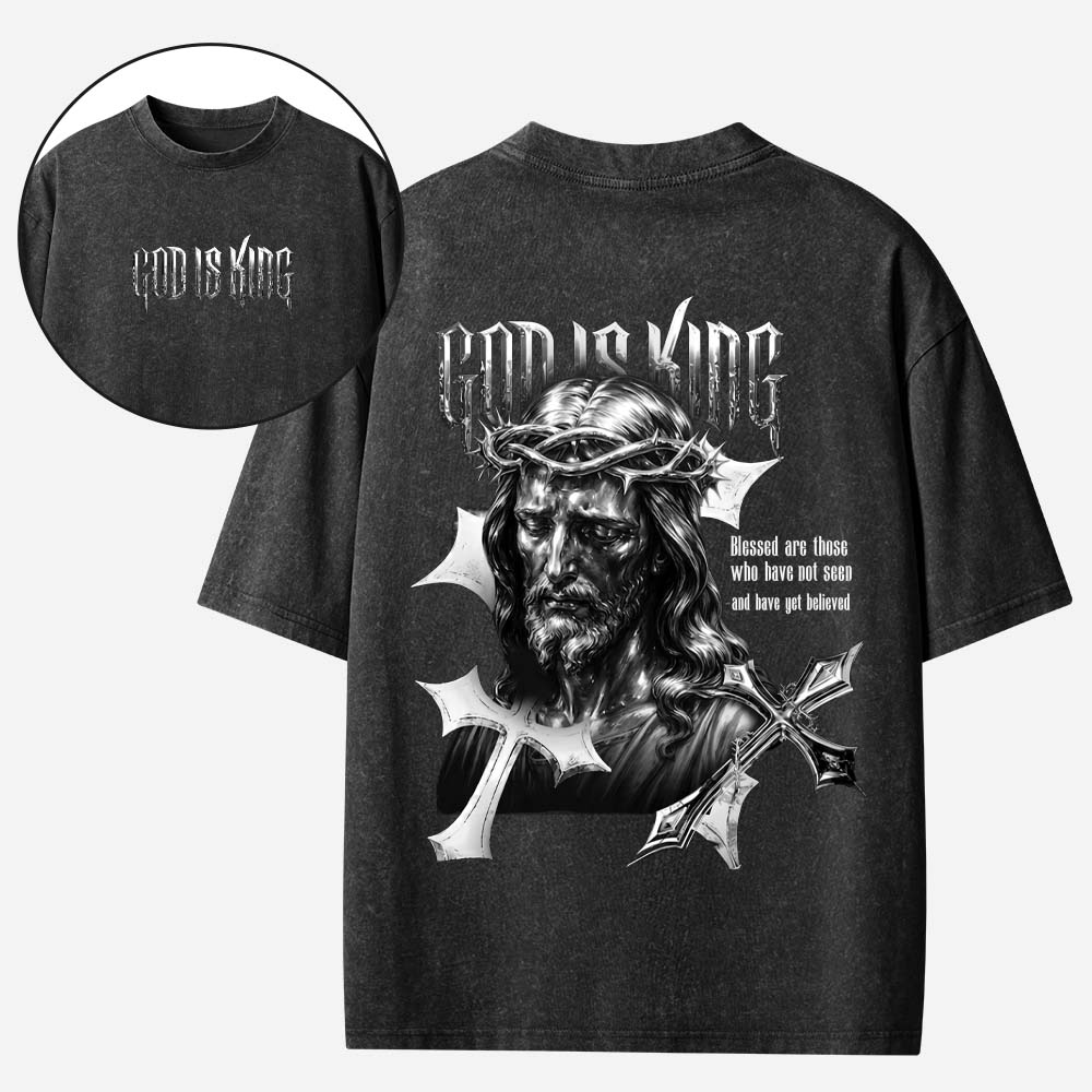 God is King Christian Washed T-Shirt