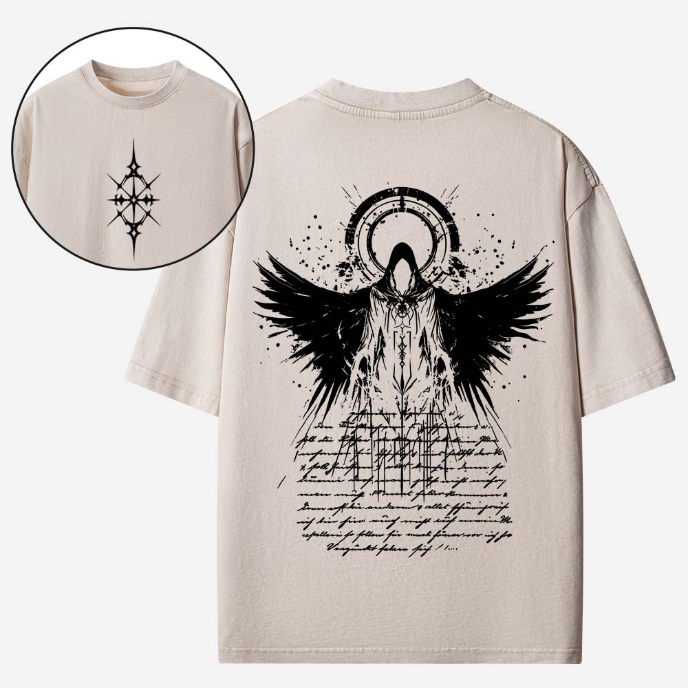 Fallen Angel Wings Christian Washed T-Shirt