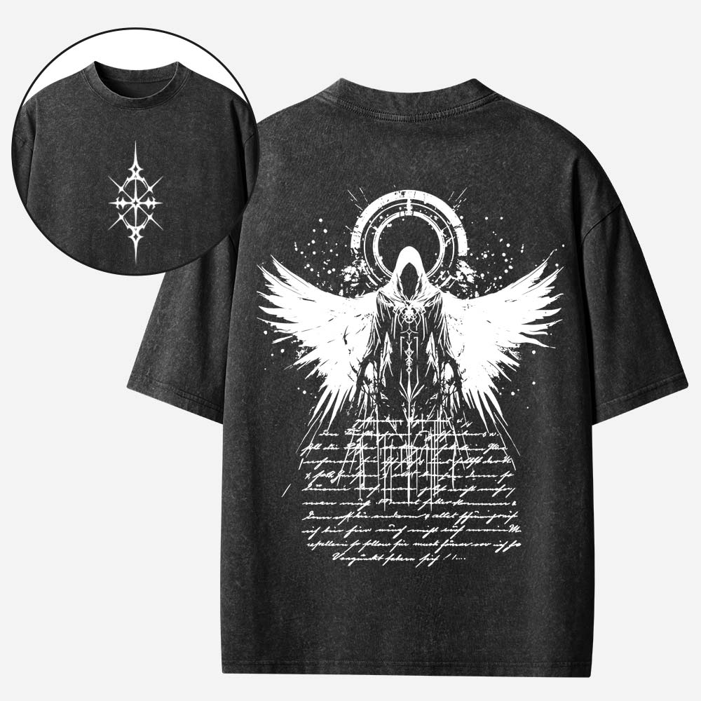 Fallen Angel Wings Christian Washed T-Shirt