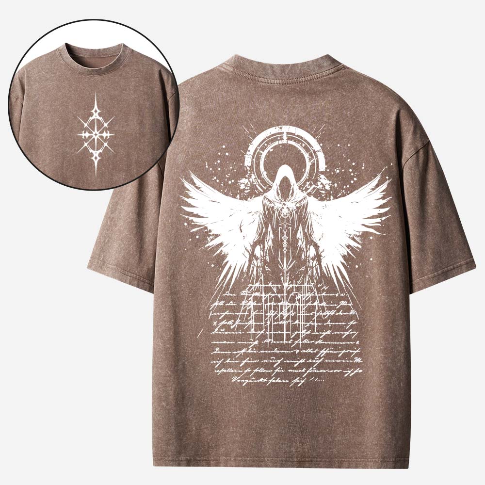 Fallen Angel Wings Christian Washed T-Shirt