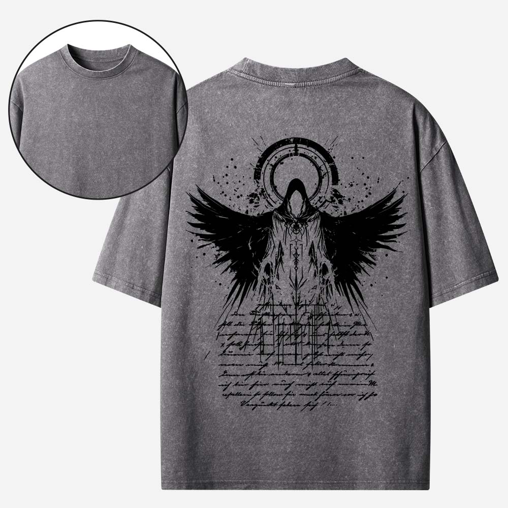 Fallen Angel Wings Christian Washed T-Shirt