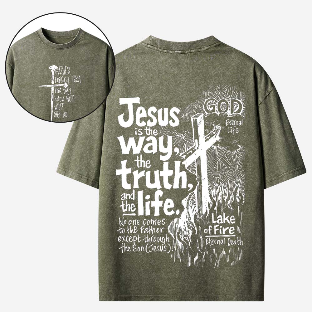 The Way The Truth The Life Christian Washed T-Shirt
