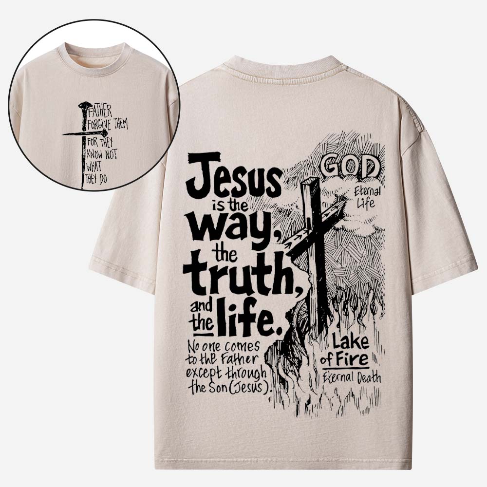 The Way The Truth The Life Christian Washed T-Shirt