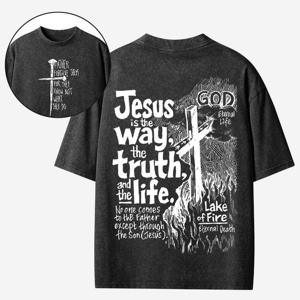 The Way The Truth The Life Christian Washed T-Shirt