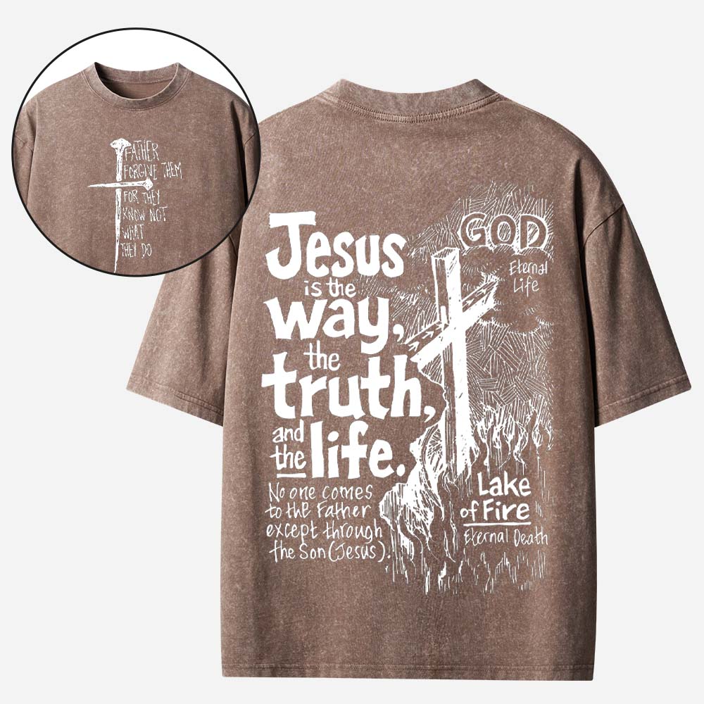 The Way The Truth The Life Christian Washed T-Shirt