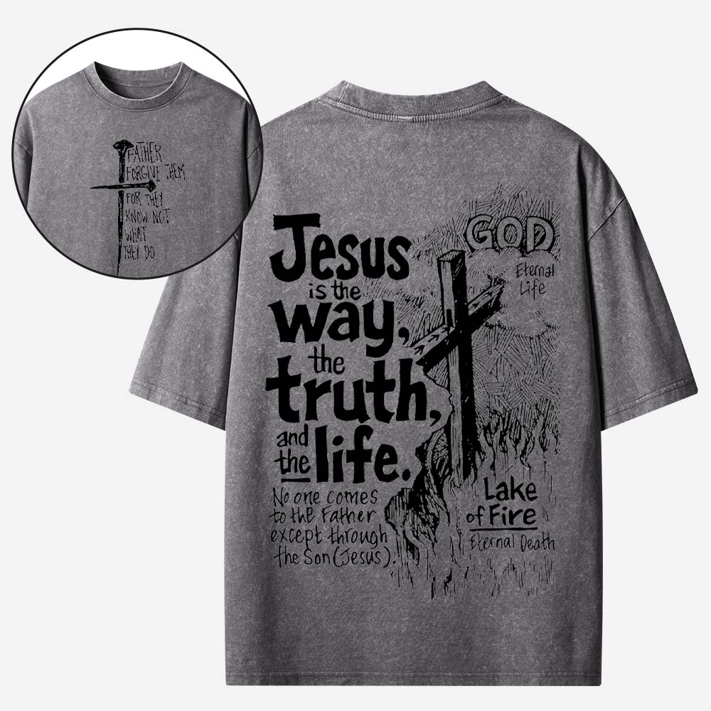 The Way The Truth The Life Christian Washed T-Shirt