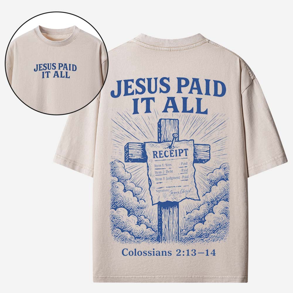 Jesus Paid It All Christian Washed T-Shirt