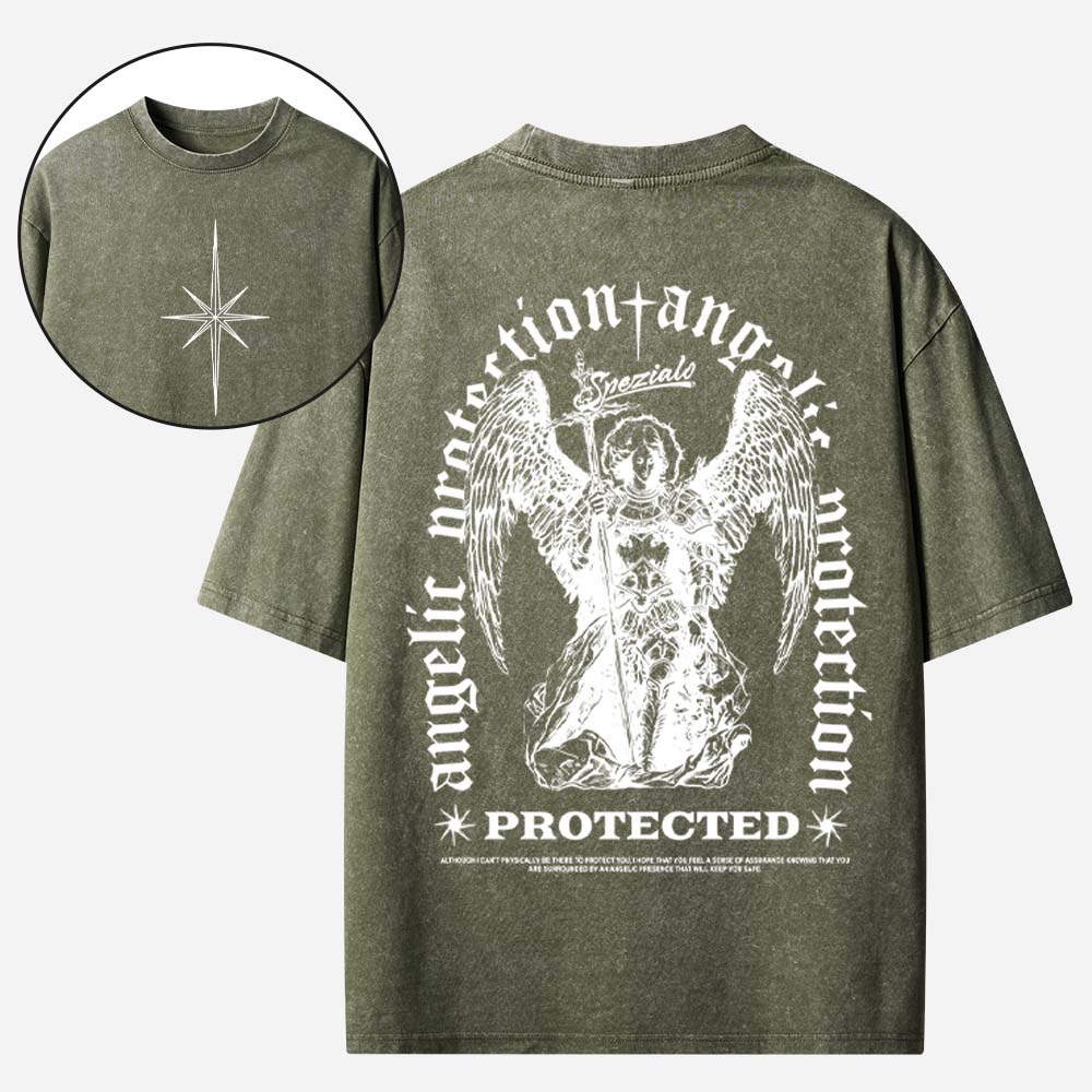 Saint Michael the Archangel Protection Christian Washed T-Shirt