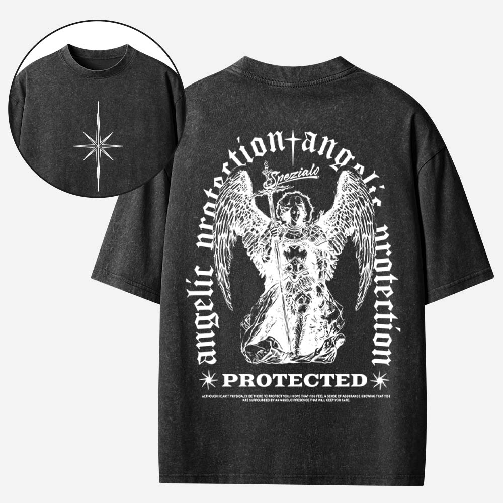 Saint Michael the Archangel Protection Christian Washed T-Shirt
