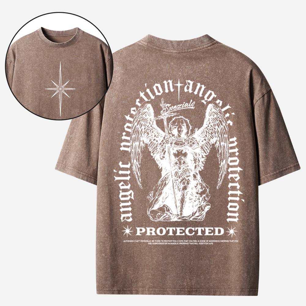 Saint Michael the Archangel Protection Christian Washed T-Shirt
