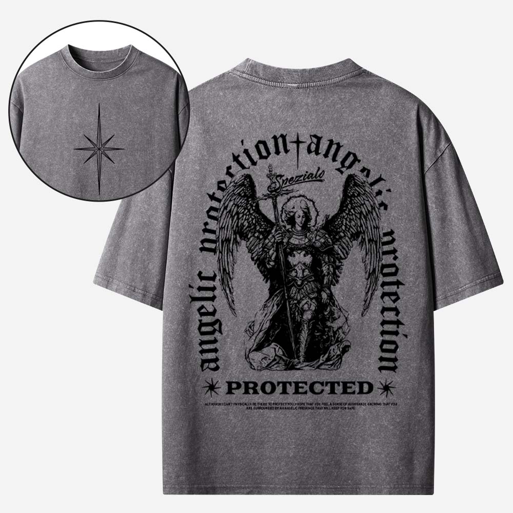 Saint Michael the Archangel Protection Christian Washed T-Shirt