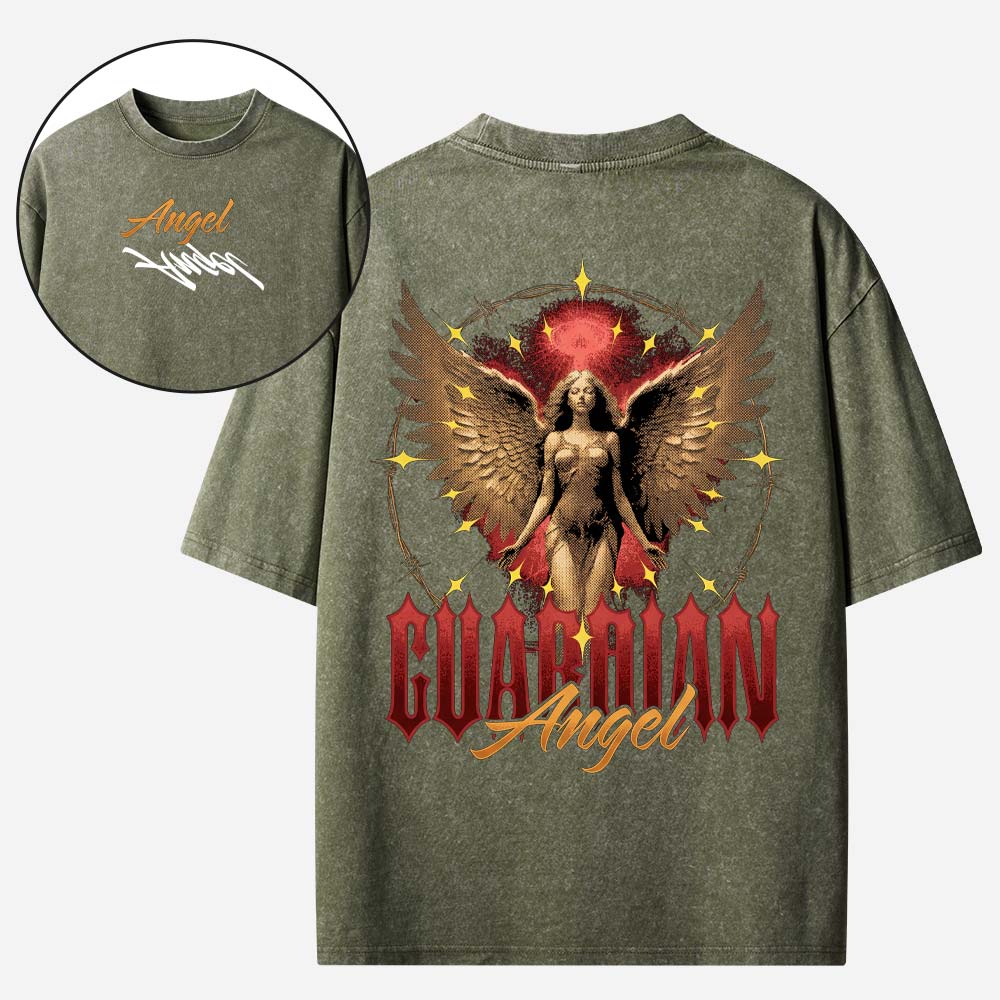 Divine Guardian Angel Christian Washed T-Shirt