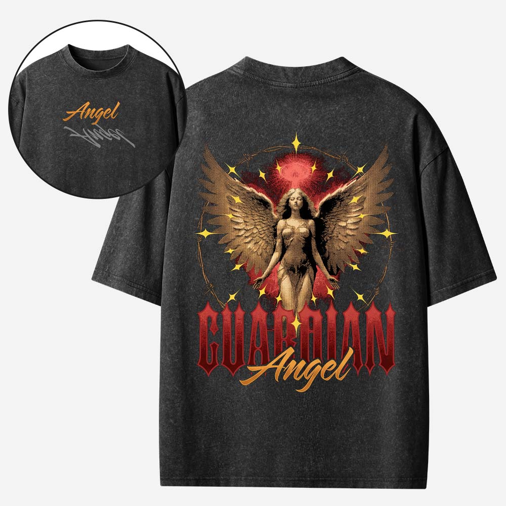 Divine Guardian Angel Christian Washed T-Shirt