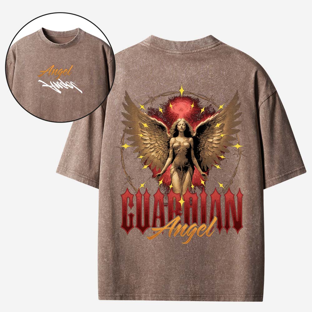 Divine Guardian Angel Christian Washed T-Shirt