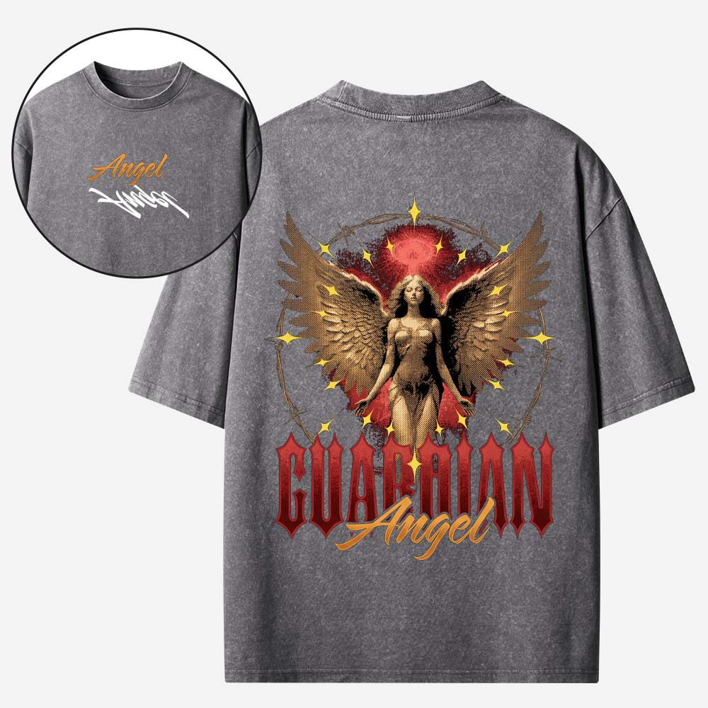 Divine Guardian Angel Christian Washed T-Shirt