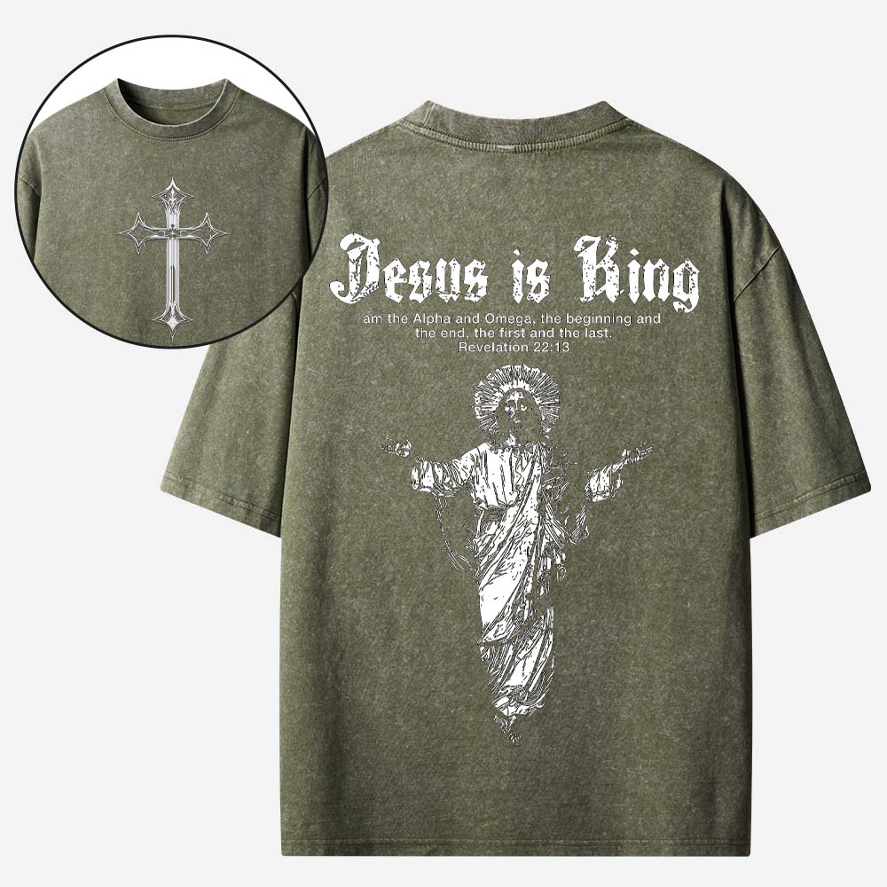 Jesus is King Christian Washed T-Shirt
