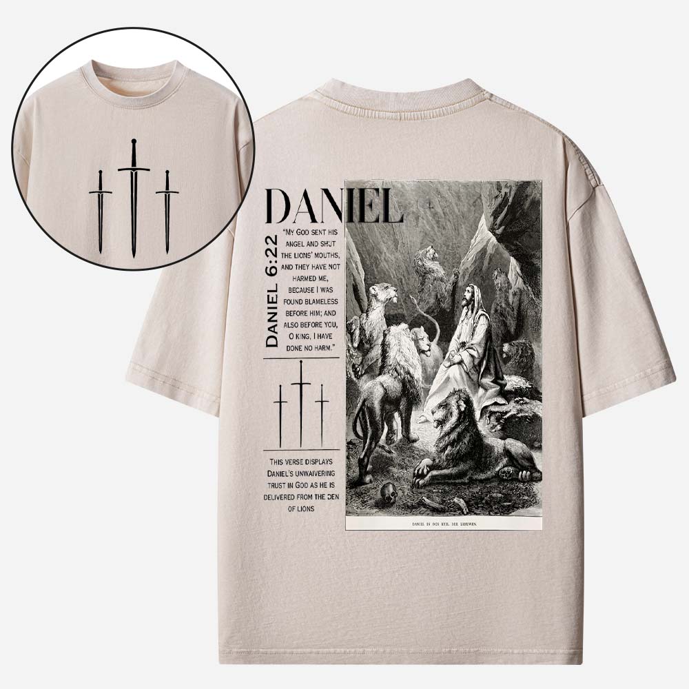 Daniel in the Lion's Den Christian Washed T-Shirt